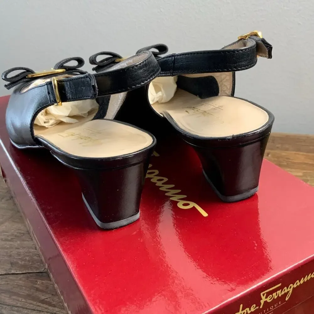 Salvatore Ferragamo Calotta‎ Slingback Vintage pumps size 7 AA